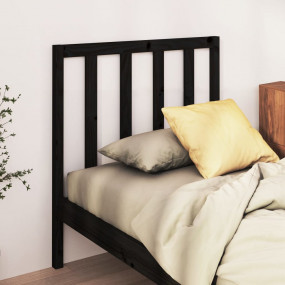 Bed Headboard Black Solid Pine Wood 41.7 in x 1.6 in x ...