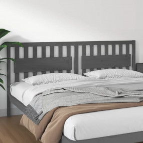 Bed Headboard Grey Solid pine wood 80.9 inches wide