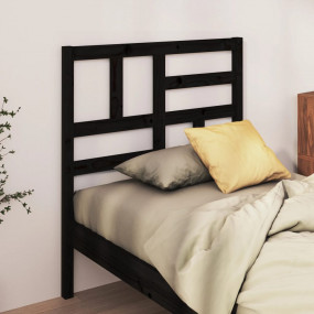 Bed Headboard Black Solid pinewood 31.9 x 1.6 x 40.9 in