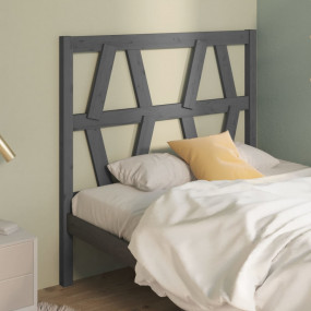 Bed Headboard Grey Solid pinewood 31.9 x 1.6 x 39.4 in