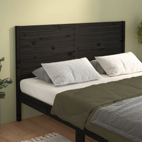 Bed Headboard Black Solid Pine Wood 55.5 x 1.6 x 39.4 i...