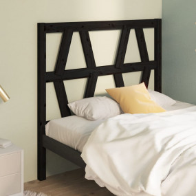 Bed Headboard Black Solid Pine Wood 41.7 x 1.6 x 39.4 i...
