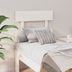 Bed Headboard White Solid Pine Wood Decorative Inlays