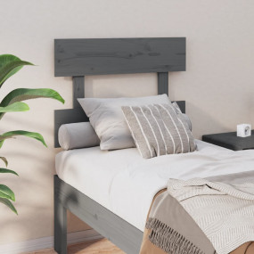 Bed Headboard Gray Solid pinewood 40.7 in x 1.2 in x 31...