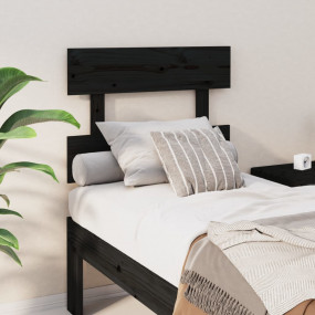 Bed Headboard Black Solid pine wood 40.7 in width