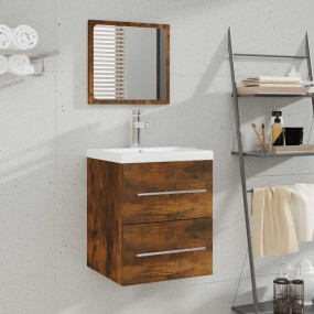 Bathroom Cabinet With Mirror Smoked Oak Engineered wood...