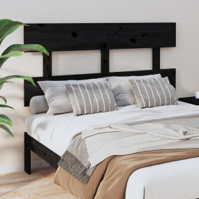 Bed Headboard Black Solid pine wood 48.8x1.2x31.9 in