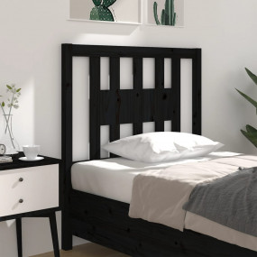 Headboard Black Solid pine wood 37.8 x 1.6 x 39.4 in