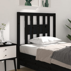 Headboard Black Solid pine wood 41.7 in x 39.4 in