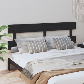Bed Headboard Black Solid Pine Wood Standard Stylish De...
