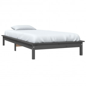 Bed Frame Grey Solid Pine Wood Twin Bed Frame Rectangul...