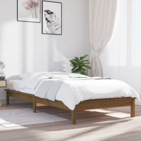Bed Frame Honey Brown Solid Pine Wood 35x78 in Durable