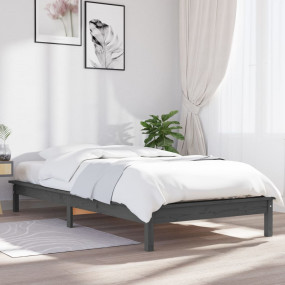 Bed Frame Grey Solid Pine Wood Twin Durable Bed Frame