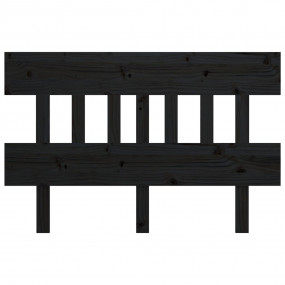 Bed Headboard Black Solid pine wood 80.1 in width