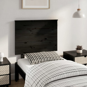 Bed Headboard Black Solid pine wood 31.1x2.4x32.5 in