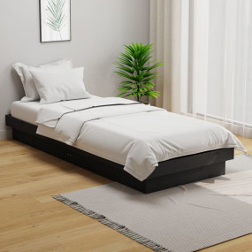 Bed Frame Grey Solid Pine Wood Small Single Durable Bed...