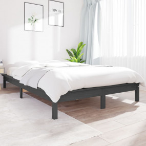 Bed Frame Grey Solid pine wood King Size Durable Bed Fr...