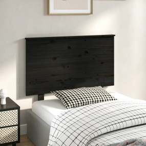 Bed Headboard Black Solid pine wood 37 x 2.4 x 32.5 in