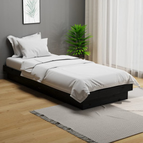 Bed Frame Durable Rustic Rectangular Black Pine Single ...