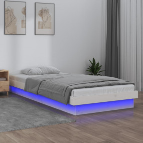 Bed Frame White Solid pine wood, Plywood Twin Bed Frame
