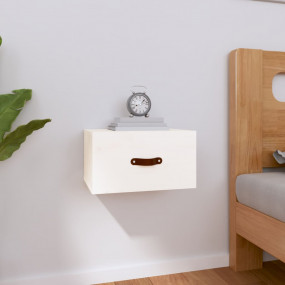 Wall-mounted Bedside Cabinet White Solid pine wood Medi...