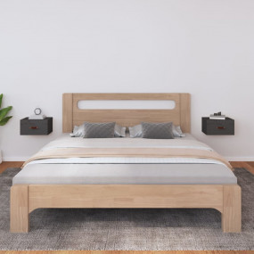 Wall-mounted Bedside Cabinet Set of 2 Gray Solid pinewo...