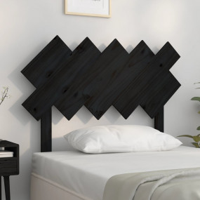 Bed Headboard Black Solid pine wood 41.0 x 1.2 x 31.7 i...