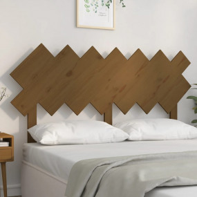 Bed Headboard Honey Brown Solid Pine Wood
