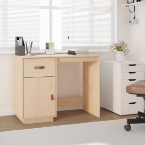 Desk Natural Wood Solid Pine Wood Medium Desk Rectangul...