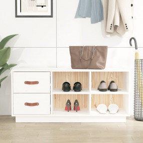 Shoe Bench White Solid pine wood 39.4 in x 13.4 in x 17...