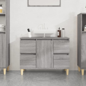 Sink Cabinet Grey Sonoma Engineered wood, Solid eucalyp...
