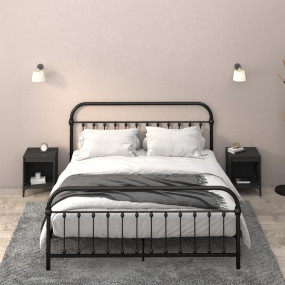 Bedside Cabinet Set of 2 Black Engineered wood, Metal M...
