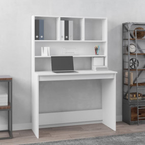 Desk White Engineered wood 40.2x17.7x58.3 in Desk Recta...
