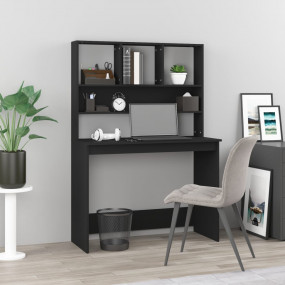 Desk Black Engineered Wood Compact Desk Rectangular