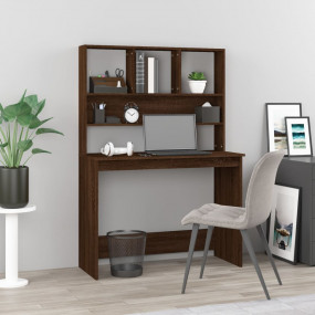Desk Brown Oak Engineered Wood Compact Shelving Desk