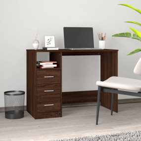 Desk Brown Oak Engineered Wood Medium Computer Desk Rec...