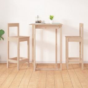 Bar Chair Set of 2 Natural pine Solid pine wood Medium ...