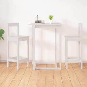 Bar Chair Set of 2 White Solid pine wood Large Durable