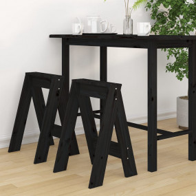 Stool Set of 2 Black Solid pine wood Medium Bar Stool S...