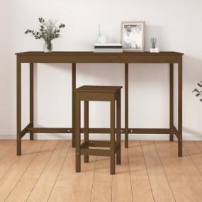 Bar Table Honey brown Solid pine wood Large Durable Bar...
