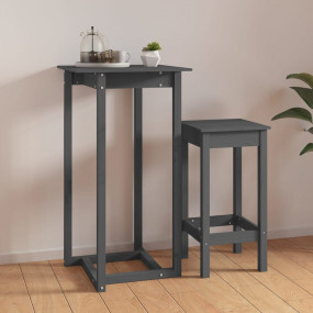 Bar Table Grey Solid pine wood 23.6 in x 23.6 in x 43.3...