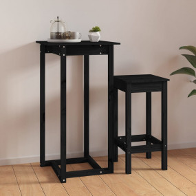 Bar Table Black Solid pine wood Medium Durable Bar Tabl...