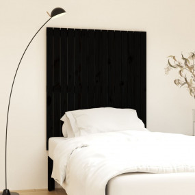 Wall Headboard Black Solid Pine Wood Classic/Traditiona...