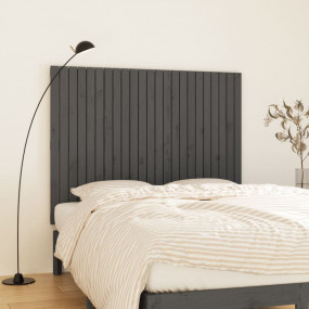 Wall Headboard Grey Solid pine wood 57.7x1.2x43.3 in
