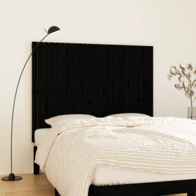 Wall Headboard Black Solid Pine Wood 57.7 in x 1.2 in x...