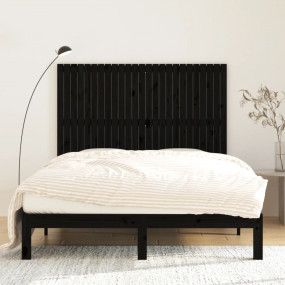 Wall Headboard Black Solid Pine Wood Standard Classic/T...