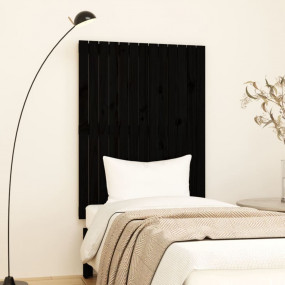 Wall Headboard Black Solid Pine Wood Standard Classic/T...
