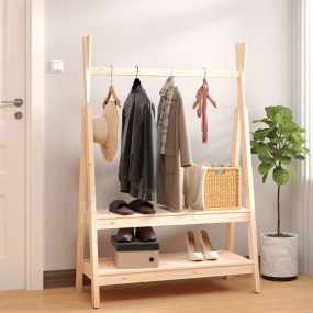Clothes Rack Natural Pine Solid Pine Wood Large Clothes...