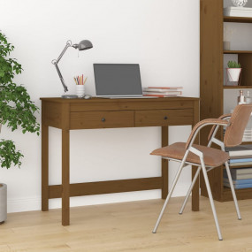 Desk Honey brown Solid pine wood Medium Desk Rectangula...