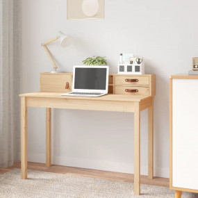 Desk Natural Pine Solid Pinewood Compact Desk Rectangul...